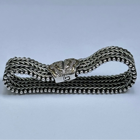 925/14K yellow gold diamond designer woven chain bracket💎✨ - Picture 4 of 17